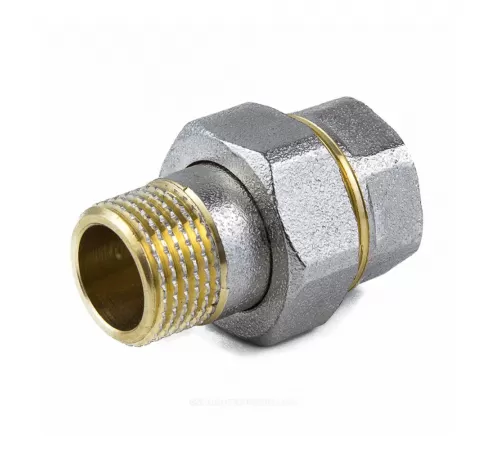 Соединитель латунь никель американка Ду 20 (3/4") прямой ВР/НР 9013 ГОСТ 32585-2013 Aquasfera 9013-02