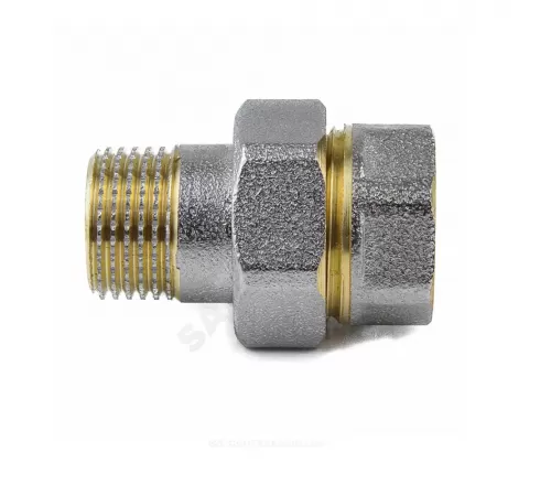 Соединитель латунь никель американка Ду 20 (3/4") прямой ВР/НР 9013 ГОСТ 32585-2013 Aquasfera 9013-02
