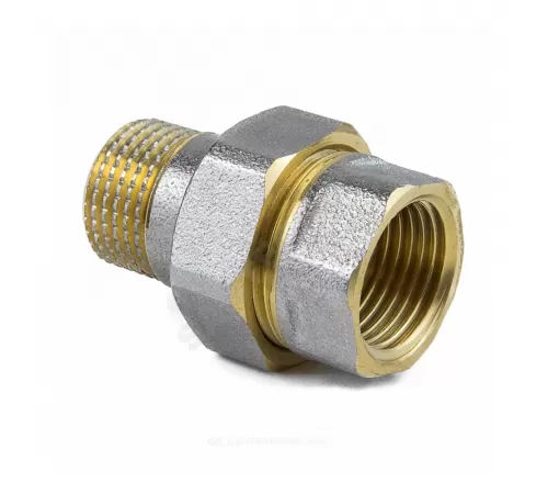 Соединитель латунь никель американка Ду 20 (3/4") прямой ВР/НР 9013 ГОСТ 32585-2013 Aquasfera 9013-02