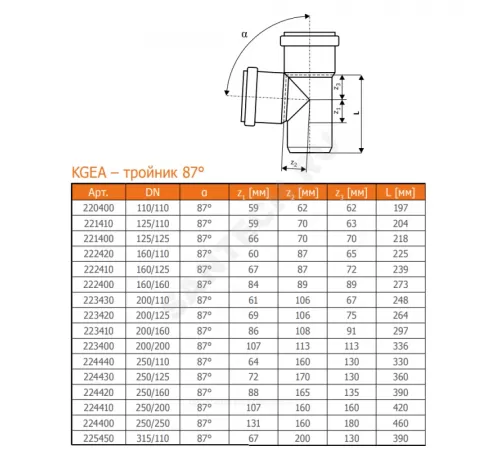 Тройник НПВХ коричневый Дн 160х160х87гр б/нап в/к KGEA Ostendorf 222400