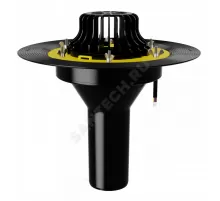 Воронка кровельная VMOPro с вертикальным выпуском PP Дн 90 с листвоуловителем, увеличенным металлическим фланцем, закладным элементом в корпусе, электрообогревом Fachmann 01.177