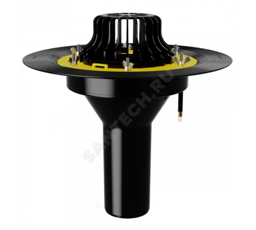 Воронка кровельная VMOPro с вертикальным выпуском PP Дн 90 с листвоуловителем, увеличенным металлическим фланцем, закладным элементом в корпусе, электрообогревом Fachmann 01.177