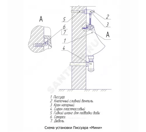 Крепление для писсуара Мини комплект Rosa (Кировская керамика) КМ-2