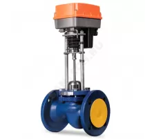 Клапан запорно-регулирующий чугун TRV односедельный Ду 100 Ру16 фл Kvs=160м3/ч с эл/приводом 3-х позиционным TSL-2200-40-1-230-IP67 230В Теплосила TRV-100-160-110