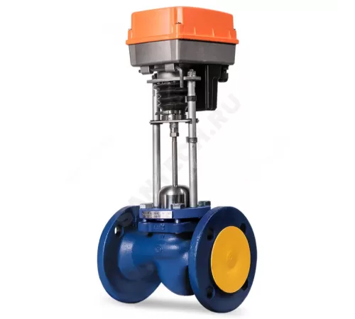 Клапан запорно-регулирующий чугун TRV односедельный Ду 100 Ру16 фл Kvs=160м3/ч с эл/приводом 3-х позиционным TSL-2200-40-1-230-IP67 230В Теплосила TRV-100-160-110