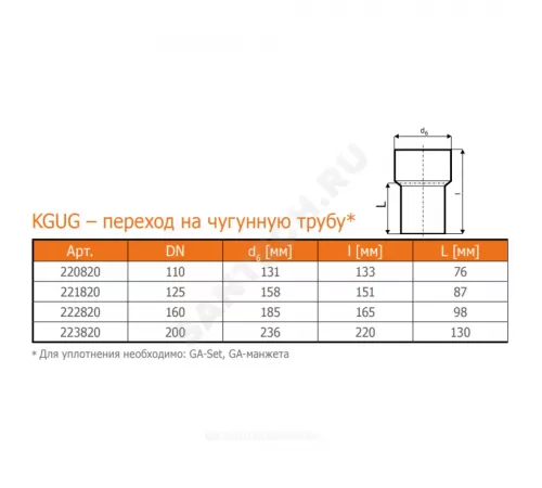 Переход НПВХ на чугун коричневый Дн 160 б/нап б/манжеты KGUG Ostendorf 222820