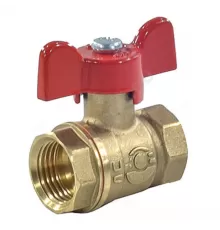 Кран шаровой латунь 11Б27фт1М OPTIMA Ду 15 Ру25 ВР полнопроходной бабочка красная VALFEX VF.217.L0B1.012