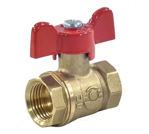 Кран шаровой латунь 11Б27фт1М OPTIMA Ду 20 Ру25 ВР полнопроходной бабочка красная VALFEX VF.217.L0B1.034
