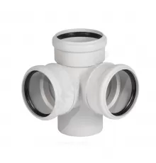 Крестовина PP-MD 2-плоскостная бесшумная светло-серая Skolan Safe SKED Дн 110х110х110х87гр (DN110х110х110) б/нап в/к Ostendorf 335910