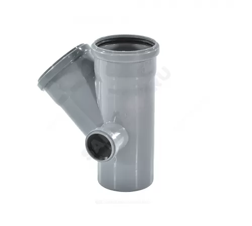 Крестовина PP-H 2-плоскостная правая серая Дн 110х110х50х45гр б/нап в/к RTP (РосТурПласт) 36538