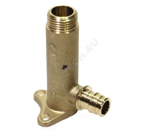 Водорозетка для PE-X труб радиальная латунь Дн 16х1/2" НР L=83мм с фланцем РОС