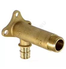 Водорозетка для PE-X труб радиальная латунь Дн 16х1/2" НР L=83мм с фланцем РОС