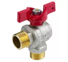 Кран шаровой латунь никель угловой 1010 Euro Ду 15 Ру40 НР полнопроходной бабочка красная Aquasfera 1010-01