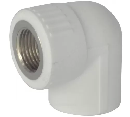 Угольник PP-R комбинированный белый Дн 20х3/4"х90гр ВР ZFPCL