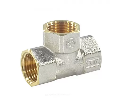 Тройник латунь никель Ду 40 (1 1/2") ВР/ВР 9007 ГОСТ 32585-2013 Aquasfera 9007-05