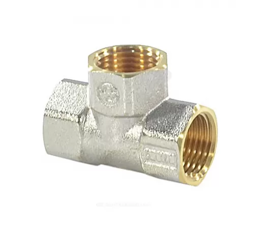 Тройник латунь никель Ду 40 (1 1/2") ВР/ВР 9007 ГОСТ 32585-2013 Aquasfera 9007-05