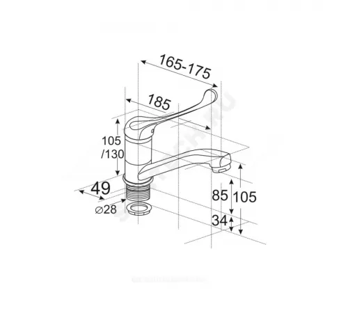 Смеситель для кухонной мойки хирургический локтевой одноручный короткий излив Престиж ЦС-СМ 27/1г М-44 Центр Сантехники (Подольск) ПП800205
