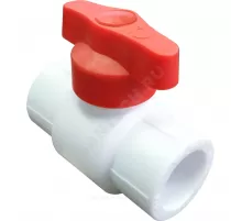 Кран шаровой PP-R белый Дн 25 полупроходной с красной ручкой VALFEX 20255025R