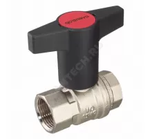 Кран шаровой латунь никель Optibal Ду 25 Ру16 ВР полнопроходной с Т-рукояткой красной удлиненная ручка Oventrop 1077108