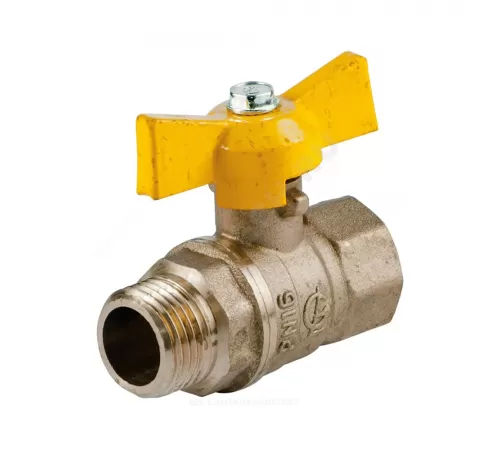 Кран шаровой латунь газ Стандарт 231 аналог 11б27п Ду 15 Ру40 ВР/НР бабочка ГАЛЛОП 115014