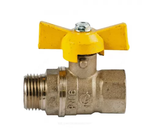 Кран шаровой латунь газ Стандарт 231 аналог 11б27п Ду 15 Ру40 ВР/НР бабочка ГАЛЛОП 115014