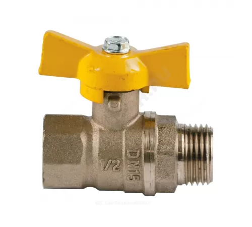 Кран шаровой латунь газ Стандарт 231 аналог 11б27п Ду 15 Ру40 ВР/НР бабочка ГАЛЛОП 115014