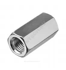 Гайка удлиненная стальная оц М10х30 к.п. 5 шестигранная DIN 6334