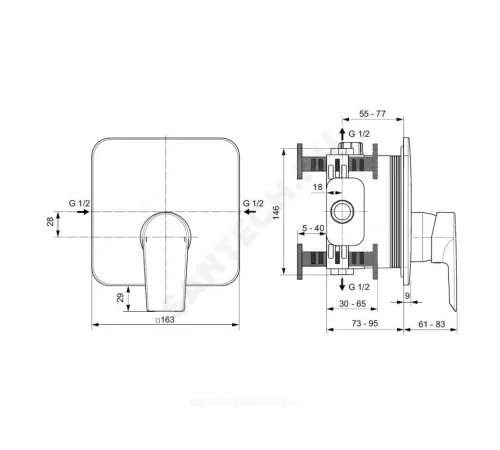 Смеситель встраиваемый для душа одноручный TESI Ideal Standard A6585AA