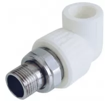 Угольник PP-R комбинированный разъемный белый Дн 20х1/2" НР для радиатора RTP (РосТурПласт) 14625