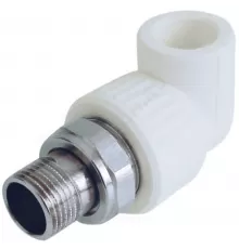Угольник PP-R комбинированный разъемный белый Дн 20х1/2" НР для радиатора RTP (РосТурПласт) 14625