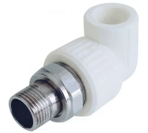 Угольник PP-R комбинированный разъемный белый Дн 20х1/2" НР для радиатора RTP (РосТурПласт) 14625