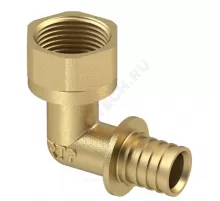 Угольник для PE-X/PE-RT труб аксиальный латунь Дн 25х3/4"х90гр ВР RTP (РосТурПласт) 28391