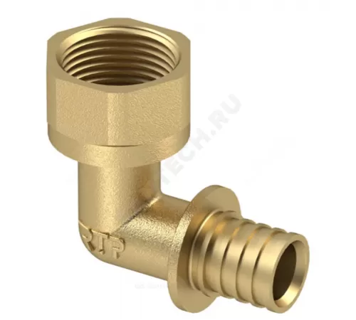Угольник для PE-X/PE-RT труб аксиальный латунь Дн 25х3/4"х90гр ВР RTP (РосТурПласт) 28391