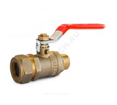 Кран шаровой латунь Ду 15х1/2" Ру50 НР/обжим рычаг красный STAHLMANN SVLM1501/2NEF