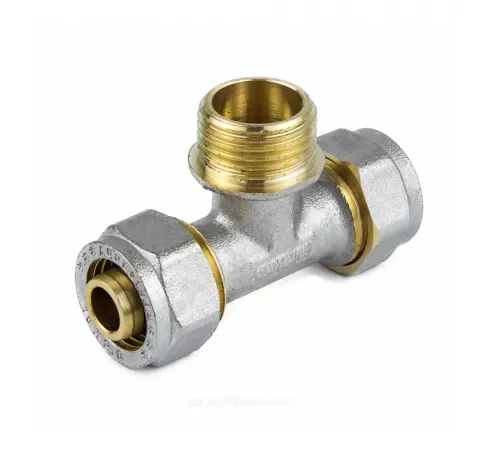 Тройник МП латунь никель обжим Дн 32х1"х32 НР ГОСТ 32415-2013 7014 Aquasfera 7014-05