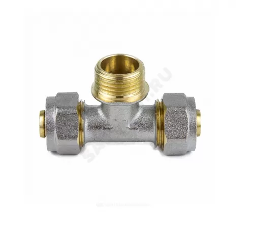Тройник МП латунь никель обжим Дн 32х1"х32 НР ГОСТ 32415-2013 7014 Aquasfera 7014-05