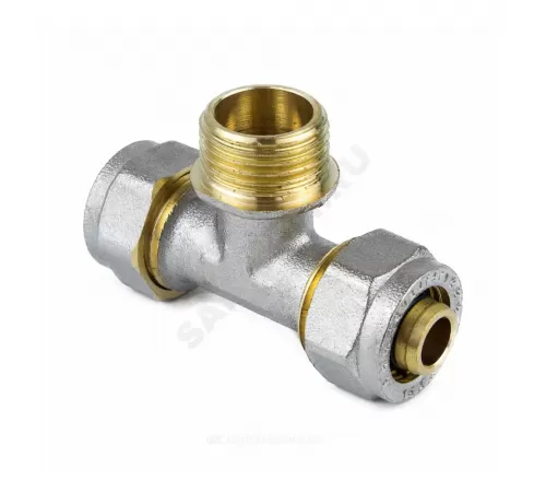 Тройник МП латунь никель обжим Дн 32х1"х32 НР ГОСТ 32415-2013 7014 Aquasfera 7014-05