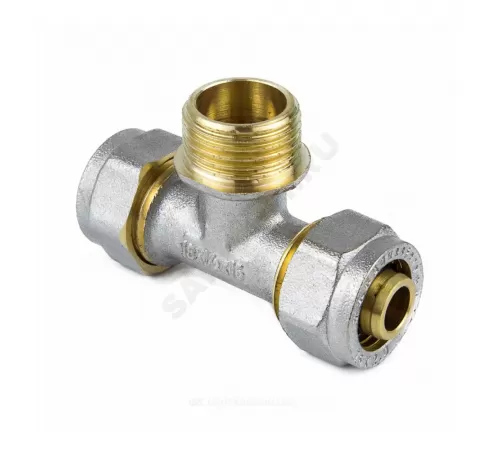 Тройник МП латунь никель обжим Дн 32х1"х32 НР ГОСТ 32415-2013 7014 Aquasfera 7014-05