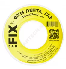 Лента ФУМ PTFE 12ммх0,1ммх12м катушка цвет: желтый среда: газ SANFIX 41220