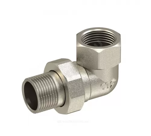 Соединитель латунь никель американка Ду 32 (1 1/4") угловой ВР/НР RTP (РосТурПласт) 25238