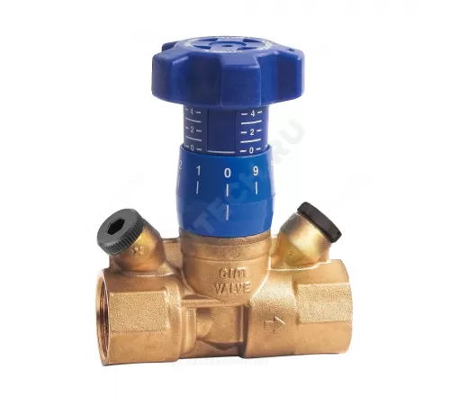 Клапан балансировочный ручной латунь 787R Ду 40 Rp1 1/2" Ру25 ВР Kvs=10.4м3/ч без ниппелей Cimberio CIM 787R 112