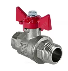 Кран шаровой латунь никель 11Б27фт1М Ду 15 Ру40 НР бабочка красная VALFEX VF.219.NB1.012.N/P59
