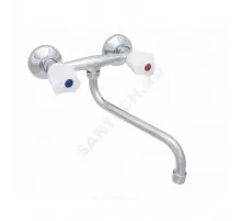 Смеситель для кухонной мойки двуручный нижний излив ЭКО ЦС-СМ 294 Пл. Бел маховик Центр Сантехники (Подольск) ЭМ910201