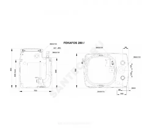 Ёмкость для КНС FEKAFOS 280 л 2" DAB 60162044