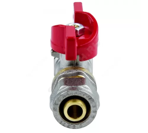 Кран шаровой латунь никель 1017 Euro Дн 20х1/2" Ру16 НР/обжим бабочка красная Aquasfera 1017-02 .