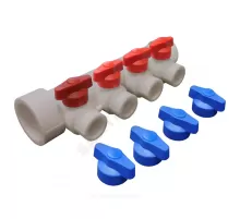 Коллектор PP-R серый Дн 32х20 на 4 выхода с кранами VALFEX 101133204Г