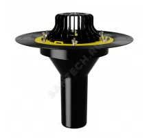 Воронка кровельная VMPro с вертикальным выпуском PP Дн 90 с листвоуловителем, увеличенным металлическим фланцем, закладным элементом в корпусе Fachmann 01.173