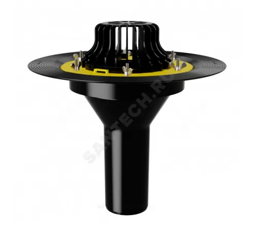 Воронка кровельная VMPro с вертикальным выпуском PP Дн 90 с листвоуловителем, увеличенным металлическим фланцем, закладным элементом в корпусе Fachmann 01.173