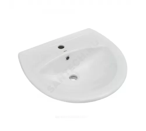 Умывальник подвесной Аттика 55 1 отверстие под смеситель по центру белый Sanita WB.PD/Attica/55-C/WHT.G/S1