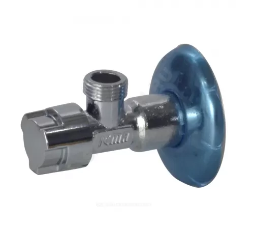 Кран латунь бытовой хром угловой G1/2" Ру10 НР маховик с отражателем Icma 90519AD07